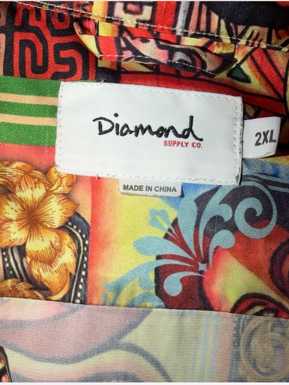 Diamond supply co  Ethiopia 🇪🇹 Silk Button-Up Shirt in Multicolor - Picture 3 of 4